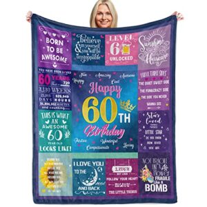 xinvery 60th birthday gifts blanket for women men,60th birthday decorations blanket for her 60 year old birthday gifts ideas for sister friend wife husband throw blankets 50" x 60"