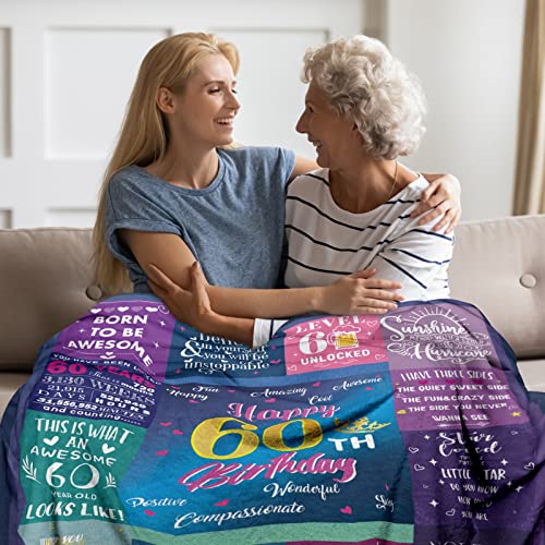 Xinvery 60th Birthday Gifts Blanket for Women Men,60th Birthday Decorations Blanket for Her 60 Year Old Birthday Gifts Ideas for Sister Friend Wife Husband Throw Blankets 50" x 60"