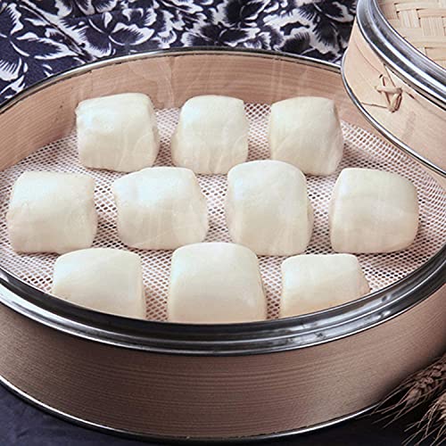 GUCUJI 4Pcs 10 inch Non stick Silicone Steamer Liners Mesh Mat Pad Steamed Buns Dumplings Baking Pastry Dim Sum Mesh