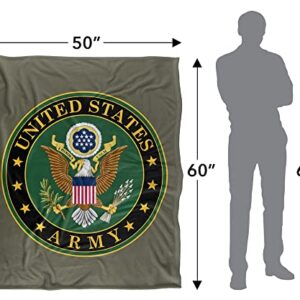 U.S. Army Blanket, 50"x60" United States Army Eagle Symbol, Silky Touch Sherpa Back Super Soft Throw