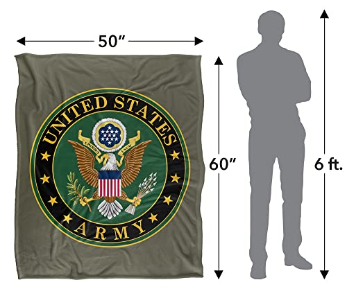 U.S. Army Blanket, 50"x60" United States Army Eagle Symbol, Silky Touch Sherpa Back Super Soft Throw