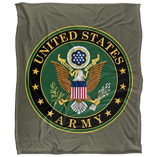 U.S. Army Blanket, 50"x60" United States Army Eagle Symbol, Silky Touch Sherpa Back Super Soft Throw