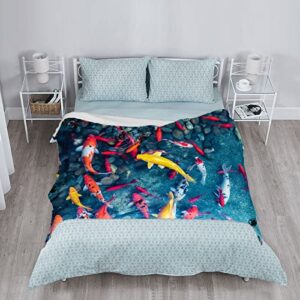 Japanese Koi Carp Blanket 40" x 50" Pond Swims Beautiful Goldfish Super Soft Bedding Fleece Throw Blanket Microfiber Flannel Blankets Sofa Living Room Bedroom Warm Lightweight for Men and Women