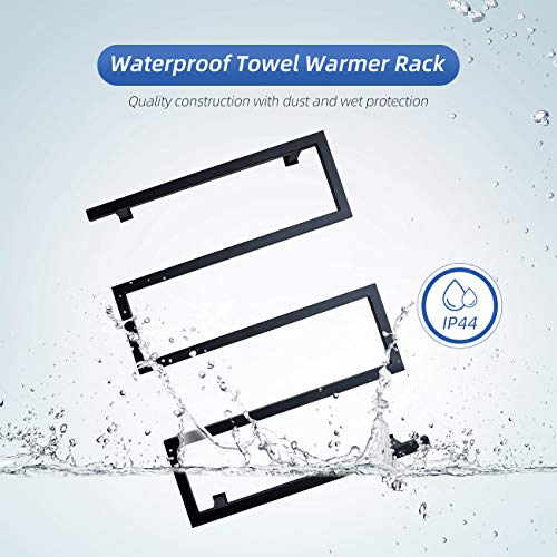 BERGOTO Towel Warmer Rack 5 Bar Stainless Steel Space Saving Plug-in Wall Mounted Cloth Towel Heated Drying Rack for Home Bathroom (Black)