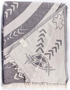 bersuse 100% cotton kona xl throw blanket turkish towel - 75x90 inches, anthracite