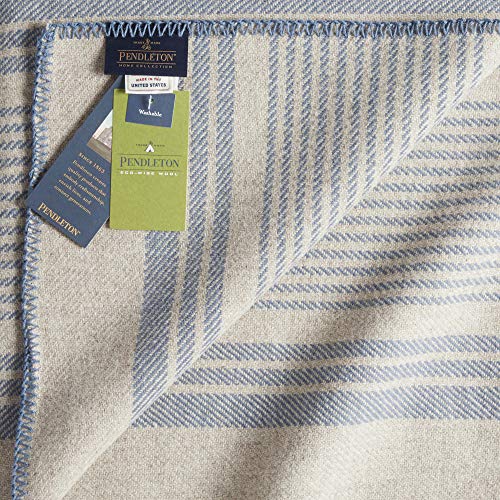 Pendleton, Eco-Wise Washable Wool Blanket, Irving Stripe Taupe, Queen