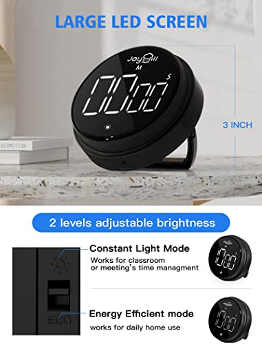 Revolutionary Digital Kitchen Timer: Large LED Display, 3 Volume Levels, Magnetic & Portable - Ideal for Cooking, Teaching, Fitness, & More!(Black)