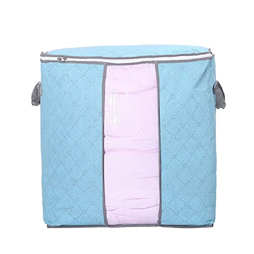 GUAGLL Home Quilt Storage Bag Foldable Non-Woven Transparent Window Handle Storage Bag for Clothes Quilt Toys