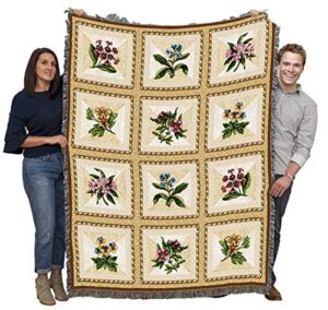 pure country weavers french floral blanket by susan welsch - garden floral gift tapestry throw woven from cotton - made in the usa (72x54)