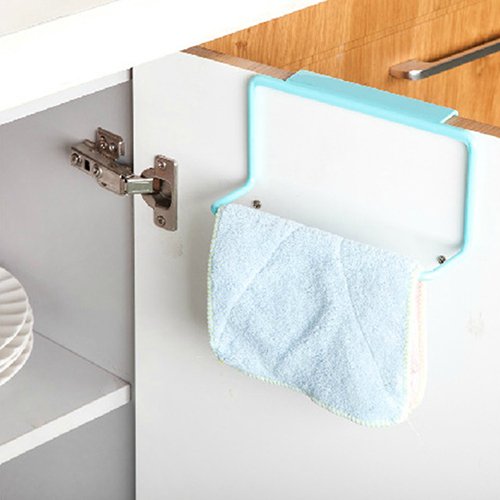 Baost Over Door No Drill Towel Rack Bar Hanging Hand Dish Tea Towels Holder Rail Over Cabinet Storage Rack for Bathroom Kitchen Cabinet Cupboard Hanger Over Door Organizer Pink