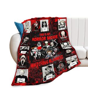 Super Soft Horror Movie Watching Blanket 50"x60" Halloween Christmas Throw Blanket Warm Lightweight Cozy Flannel Blankets for Bed Sofa Living Room