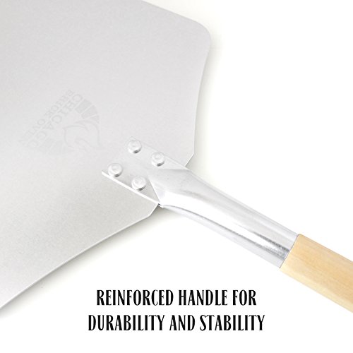 Chicago Brick Oven Pizza Peel 12" x 14", Pizza Paddle, 35.5" Long Aluminum Metal Pizza Peel with Detachable 21" Wooden Handle, Pizza Spatula