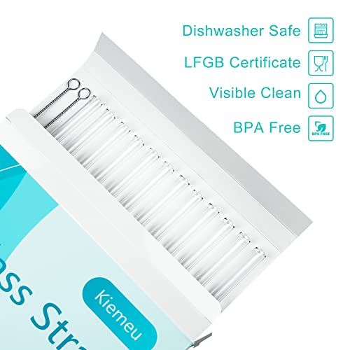 12 Pack Clear Glass Straws Shatter Resistant,6 Short Glass Straws For Cocktails And 6 Long Glass Straws Thick Reusable Straws For Smoothies And Normal Liquid Drinks,10 mm Diameter