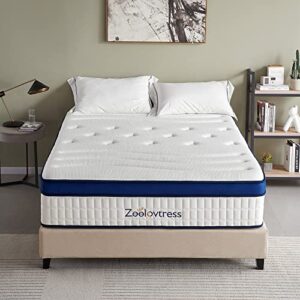 zeelovtress king mattress, 14 inch hybrid king size mattress in a box cooling gel memory foam pillow top plush with soft tencel cover pocket-coil medium firm, certipur & oeko-tex certified