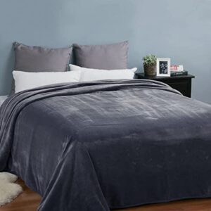 Soft California King Blanket Warm Fuzzy Microplush Lightweight Thermal Fleece Blankets for Couch Bed Sofa,102X108Inch,Dark Grey