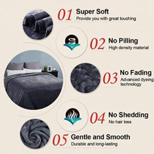 Soft California King Blanket Warm Fuzzy Microplush Lightweight Thermal Fleece Blankets for Couch Bed Sofa,102X108Inch,Dark Grey