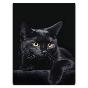 hommomh 60"x80" blanket soft fluffy flannel fleece throw black cat