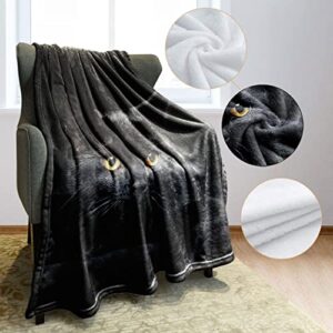 HommomH 60"x80" Blanket Soft Fluffy Flannel Fleece Throw Black Cat