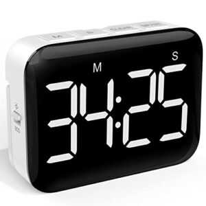 vocoo magnetic kitchen timer for cooking with count up countdown, digital timer battery powered with large display, 2 brightness and volume levels for classroom, teacher, kids