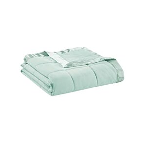 Madison Park Windom Down Alternative Blanket, Premium 3M Scotchgard Moisture Wicking Treatment, Lightweight and Soft Bed Cover For Summer, Satin Trim, Seafoam Full/Queen