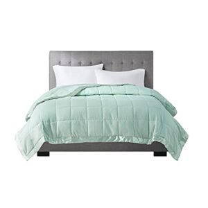 Madison Park Windom Down Alternative Blanket, Premium 3M Scotchgard Moisture Wicking Treatment, Lightweight and Soft Bed Cover For Summer, Satin Trim, Seafoam Full/Queen