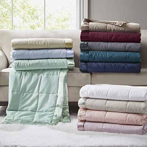 Madison Park Windom Down Alternative Blanket, Premium 3M Scotchgard Moisture Wicking Treatment, Lightweight and Soft Bed Cover For Summer, Satin Trim, Seafoam Full/Queen