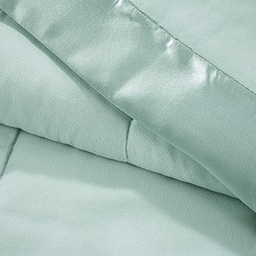 Madison Park Windom Down Alternative Blanket, Premium 3M Scotchgard Moisture Wicking Treatment, Lightweight and Soft Bed Cover For Summer, Satin Trim, Seafoam Full/Queen