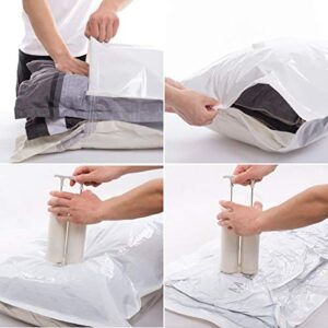 MRS BAG Vacuum Storage Bag - Strong 120 Micron (40% Thicker) - 8 Pack (3Large(32x24'')+ 3Medium(28x20'')+ 2Small(24x16'')) Clothes Storage Bags with Free Double Hand Pump