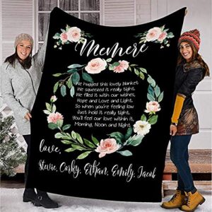 personalized blanket- memere blanket, gift for grandma, personalized name blanket hugged, personalized mimi nana blanket