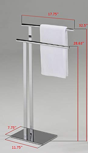 KB Designs - Modern Metal Freestanding Bathroom Towel Rack Stand, Chrome