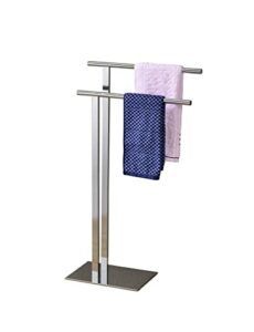 kb designs - modern metal freestanding bathroom towel rack stand, chrome