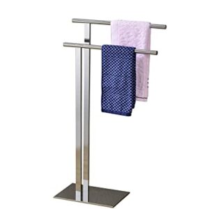 KB Designs - Modern Metal Freestanding Bathroom Towel Rack Stand, Chrome