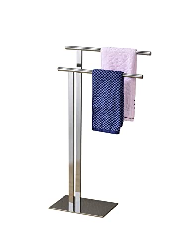 KB Designs - Modern Metal Freestanding Bathroom Towel Rack Stand, Chrome