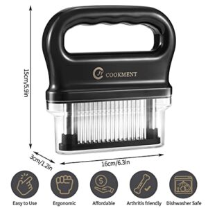 Meat Tenderizer with 48 Stainless Steel Ultra Sharp Needle Blades, Kitchen Cooking Tool Best for Tenderizing, BBQ, Marinade by JY COOKMENT