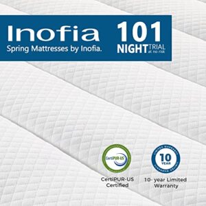 Inofia Full Size Mattress, 10 Inch Full Mattress in a Box, Hybrid Mattress Full Size with Responsive Memory Foam, Sleep Cooler with More Pressure Relief & Support