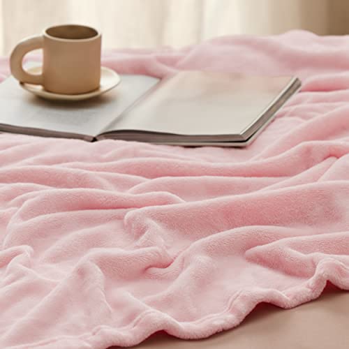 Bedsure Fleece Blanket Twin Blanket Pink - 300GSM Soft Lightweight Plush Cozy Twin Blankets for Bed, Sofa, Couch, Travel, Camping, 60x80 inches