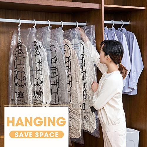 Hanging Vacuum Storage Bags with Manual Air Pump, 2023 New Reusable Hanging Compressible Storage Bag Space Saver Bags, Premium Hanging Space Saver Bag for Home Closet Organization (Medium, 3Pcs)