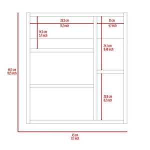 Tuhome Labelle Medicine Cabinet with Mirror Door, Open & Closed Shelving, White