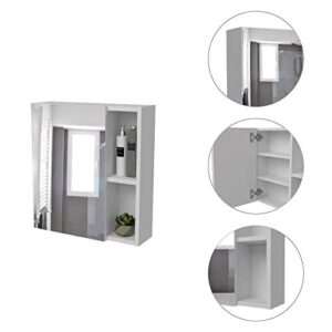 Tuhome Labelle Medicine Cabinet with Mirror Door, Open & Closed Shelving, White