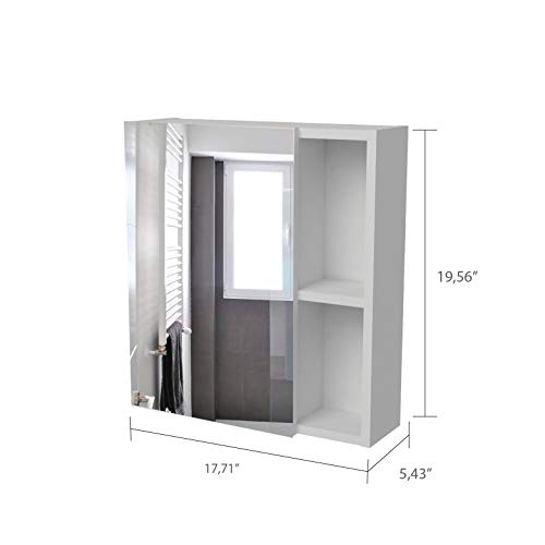 Tuhome Labelle Medicine Cabinet with Mirror Door, Open & Closed Shelving, White