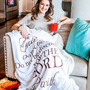 Double Creek Joshua 1:9 Scripture Throw Blanket - Ultra Soft Sherpa Fleece Microfiber Inspirational Faith Blanket for Bed Couch Chair - Healing Get Well Gift for Men Women Cancer Patients