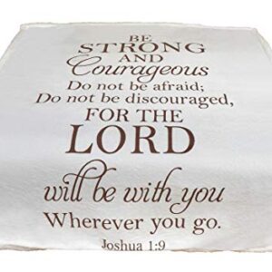 Double Creek Joshua 1:9 Scripture Throw Blanket - Ultra Soft Sherpa Fleece Microfiber Inspirational Faith Blanket for Bed Couch Chair - Healing Get Well Gift for Men Women Cancer Patients