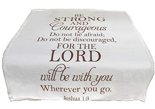 Double Creek Joshua 1:9 Scripture Throw Blanket - Ultra Soft Sherpa Fleece Microfiber Inspirational Faith Blanket for Bed Couch Chair - Healing Get Well Gift for Men Women Cancer Patients