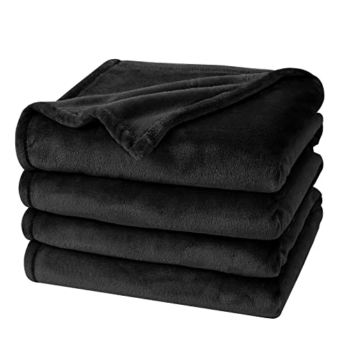 PHF Ultra Soft Fleece Blanket King Size, No Shed No Pilling Luxury Plush Cozy 300GSM Lightweight Blanket for Bed, Couch, Chair, Sofa Suitable for All Season, 108" x 90", Black