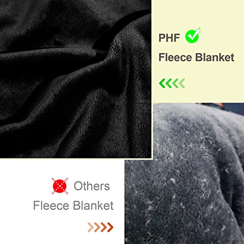 PHF Ultra Soft Fleece Blanket King Size, No Shed No Pilling Luxury Plush Cozy 300GSM Lightweight Blanket for Bed, Couch, Chair, Sofa Suitable for All Season, 108" x 90", Black