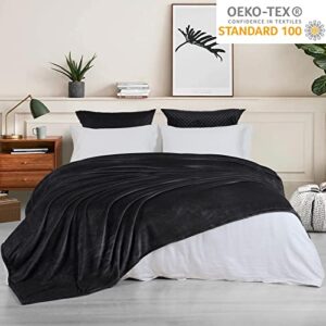PHF Ultra Soft Fleece Blanket King Size, No Shed No Pilling Luxury Plush Cozy 300GSM Lightweight Blanket for Bed, Couch, Chair, Sofa Suitable for All Season, 108" x 90", Black