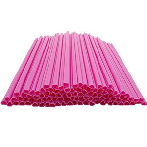 werkasi 100pcs heart straws disposable 8.26-inch pink plastic party straws pink drinking straws