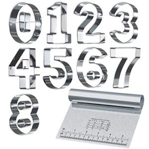 bakerpan stainless steel cookie cutter number shapes set 3 1/2 inch with bonus dough cutter