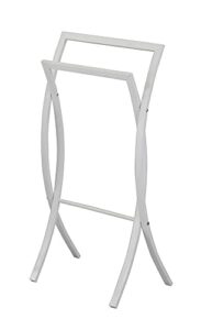 pilaster design modern coronado double free standing bathroom towel rack stand, white metal