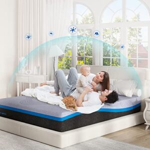 Avenco Queen Mattress, 10 Inch Queen Size Mattress in a Box with Gel Memory Foam & Breathable Cover for Cool Sleep, Pressure Relieving, Queen Bed Mattress Medium Firm Supportive, CertiPUR-US Certified